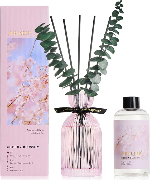 Airkeep Reed Diffuser Set, Cherry Blossom, 6.76 oz