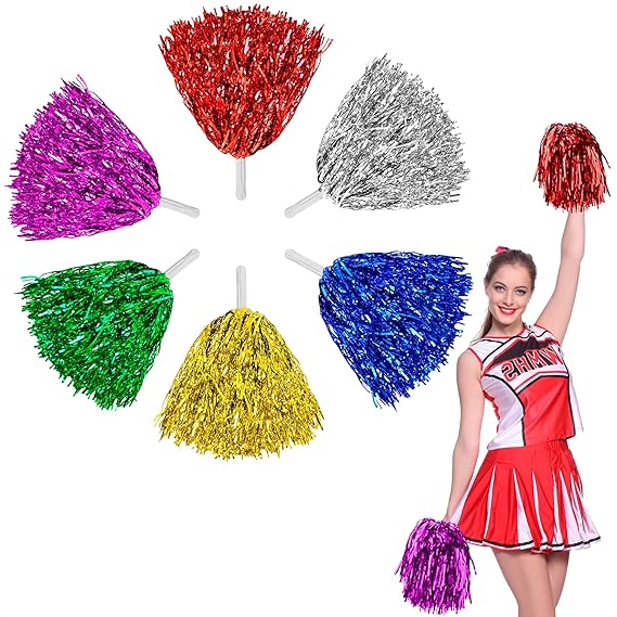 Cheerleader Pompom Dance Party Accessories 6Pcs Halloween Cheerleading Gifts Set Spoky Cheer Pom Poms for Halloween Costume Parties, Graduation, Dance & Sporting Events, Noise Makers & Cheer Gifts