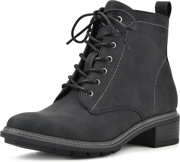CLIFFS BY WHITE MOUNTAIN Women's Shoes Eligible Stacked Heel Lace-Up Ankle Bootie