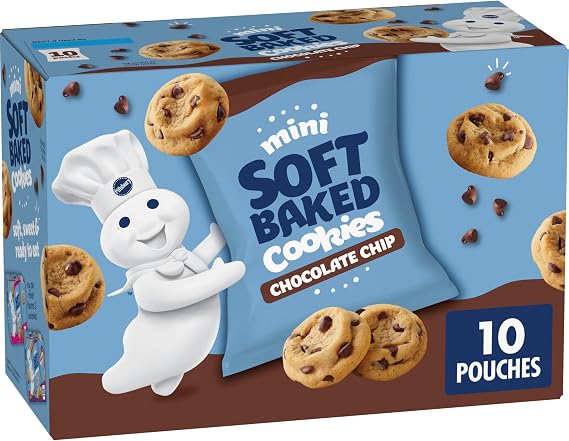 Pillsbury Mini Soft Baked Cookies Chocolate Chip Snack Bags Pack of 10