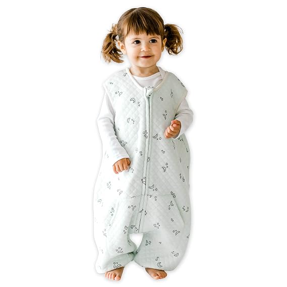 Tealbee Dreamsuit Toddler Sleep Sack with Feet Walker Sleep Bag with Legs, Rayon made from Bamboo, Summer 0.8 TOG, 2-Way Zipper, 12m-2T - Croissant