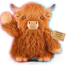 Coolable & Microwavable Highland Cow Stuffed Animal, Weighted Stuffed Animals Plush for Women, Girls, Lavender Scent Cow Gifts, Get Well Soon Gift for Adults & Kids, Heated Plush for Period Cramp