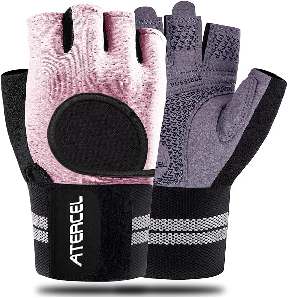 ATERCEL Workout Gloves Women with Wrist Support for Gym and Weight Lifting | Full Palm Protection | Breathable & Lightweight | For Men & Women | Exercise & Pull-Up Training