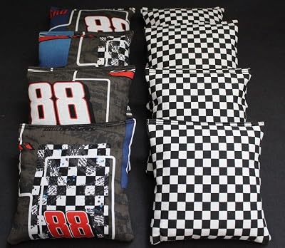 BackYardGamesUSA Racing Cornhole Bags Checkered Flag Baggo Toss 8 ACA Beanbags