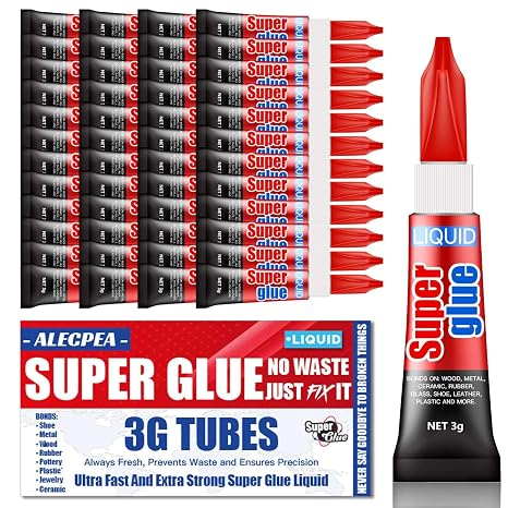 ALECPEA Super Glue, 48 X 3g, Liquid Instant Glue for Metal and Ceramic | Liquid Cyanoacrylate Glue Sets In 10-45 Seconds For Models, Crafts, Ceramics, Hard Plastic, Metal, And Wood