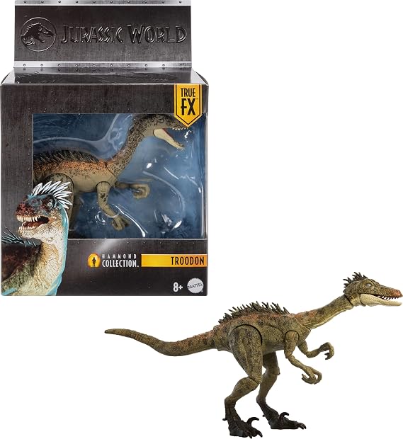 Mattel Jurassic World Hammond Collection Dinosaur Action Figure Toy Troodon Species, Premium Movie Design Glass Eyes & 14 Points Articulation, JDJ11
