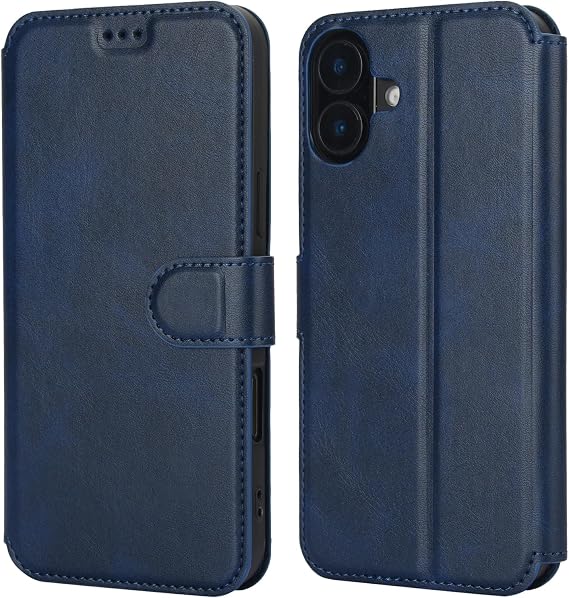 QLTYPRI Wallet Case for iPhone 16 Plus, Blue