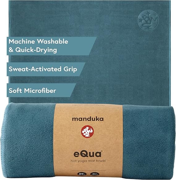 Manduka eQua Hot Yoga Mat Towel - 71" | Rapid Moisture Activated Grip | Ultra Soft Microfiber | Quick Dry | Lightweight, Travel Friendly Mat Layer | 71 x 24 inches | Sage Solid