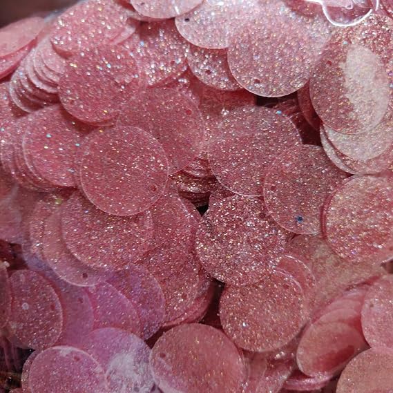 20mm Jumbo Glitter Sequins - Mermaid Stitch Sew Giant[Pink Glitter]