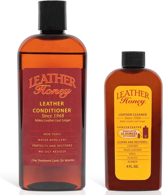 Leather Honey Complete Leather Care Kit Including 4 oz Cleaner and 8 oz Conditioner for use on Leather Apparel, Furniture, Auto Interiors, Shoes, Bags and Accessories