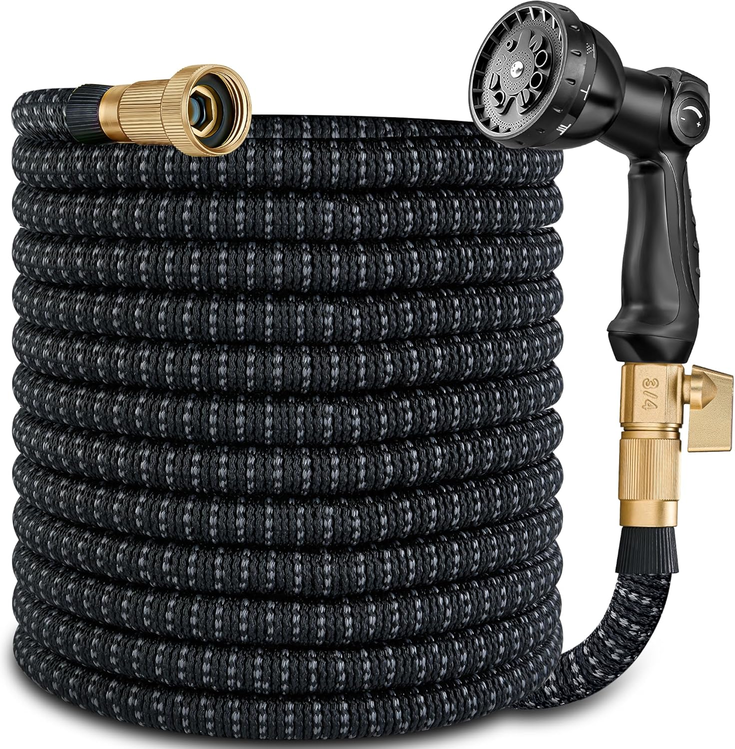 50 ft Garden Hose Expandable Hose-2025 Upgraded Flexible Water Hose, Car Wash Hose with Extra-Strong Brass Connectors,Superior Strength-4-Layers Latex - Kink-less Lightweight Expanding Hose