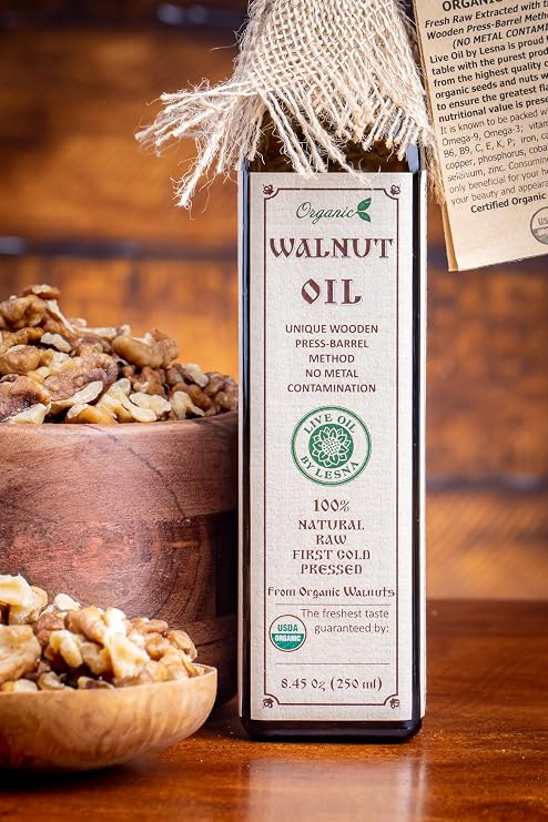 USDA Certified Organic Walnut Oil Raw, Cold-Pressed
