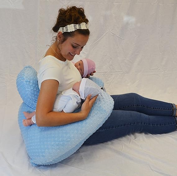 Twin Z Nursing Pillow | Bottle or Breastfeeding | Plus Size Friendly - Blue