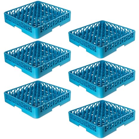Carlisle FoodService Products OptiClean Peg Dish Racks with Extra Tall 2.94" Pegs Peg Dish Racks for Charger Plates, Pasta Bowls, Large Platters, Blue, (Pack of 6)