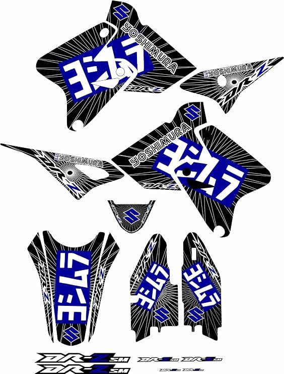 Black/Blue Graphics Kit fits Suzuki Drz400 Drz400s Drz400sm