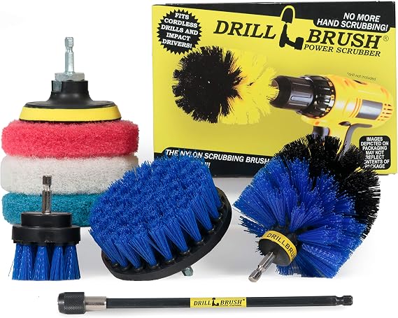 Boat Brush - Spa, Hot Tub, Cleaner Brushes - Bathroom Power Scrubbing Pads | Drillbrush Outdoor Carpet Cleaner - Drill Brush Power Scrubber - Pool Grout Cleaner - Rotary Drill Brush Cordless Scrubber