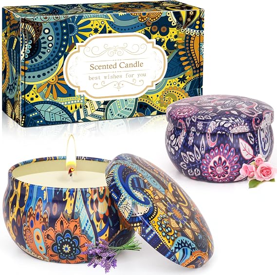 Scented Candles Gift Set, Christmas Aromatherapy Candles Gifts for Women | 2 Pack Soy Candles Small Gift Set, Presents for Mum,Gifts for Women,Perfect for Birthday,Anniversary,Thanksgiving,Bath,Yoga
