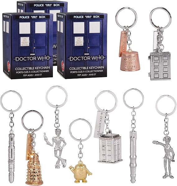 DOCTOR WHO Key Chain Mystery Blind Box, 3 Pack - Receive 3 Mystery Key Rings - Collect All 9 - Series 1