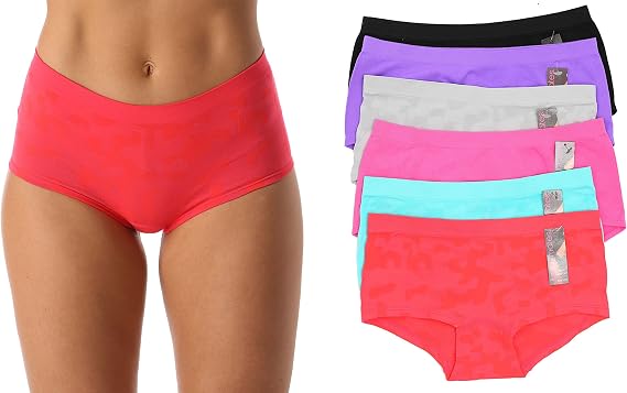 Just Intimates Seamless Boyleg Panties Solids & Jacquards (6 Pack)
