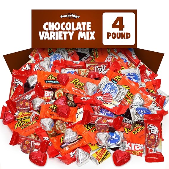 Bulk Chocolate Candy Individually Wrapped - 4 Pound Assorted Chocolate Candy Variety Pack for Classroom Parties, Gift Bags, Candy Exchanges & Treats - Approx. 200 Pieces