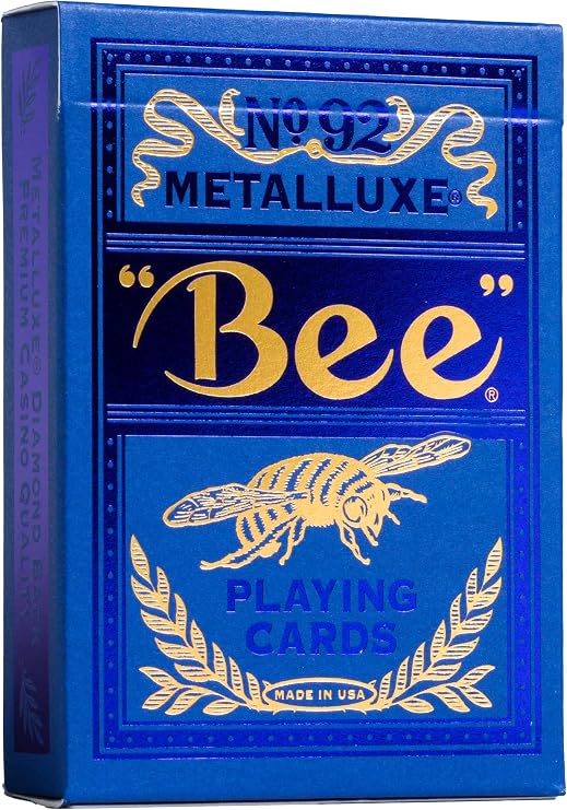 Bee MetalLuxe Playing Cards - Blue Foil Diamond Back, Standard Index