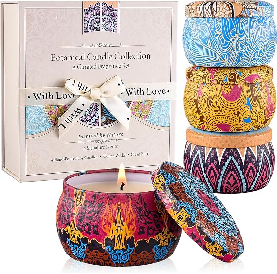 YMing Scented Candles Gift Set 5.65 oz Each Soy Wax Tins in Gift Box
