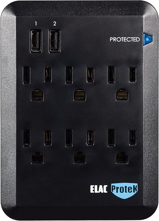 Elac PB-62S - Protek 6 Outlet Wall Surge Protector