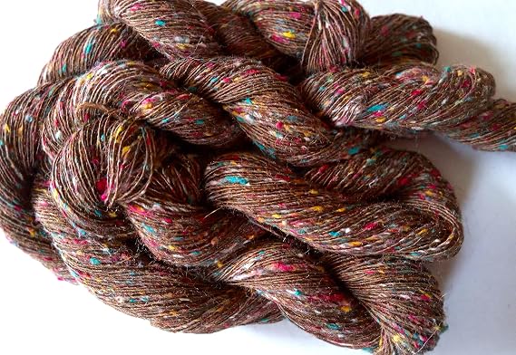 Two Pack Bloomingdale Farm Brown with Multicolor Specks Wool Blend Light Weight Yarn