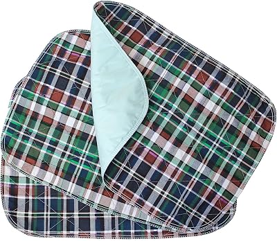 3 Pack - Plaid Small Washable Chair Pad Bed PadSmall Reusable Incontinence Chair Underpad 18x24 - Perfect for Children and Adults Incontinence Protection