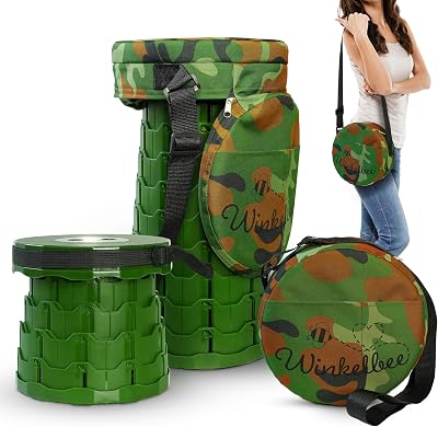 Collapsible Stool with Cushion-Max Wt 350 lbs- Portable Folding Stool for Adults-Portable Chair-Collapsible Folding Seat Hiking, Camping, Fishing, Hunting, Backpacking Camo