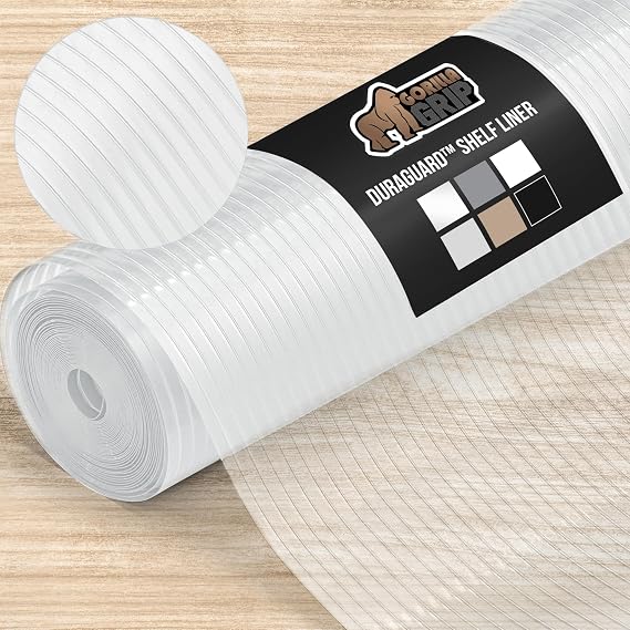 GORILLA GRIP DuraGuard Shelf Liner, 20x20 Non-Adhesive Cabinet Liners for Kitchen Drawers, Shelves, Refrigerator, Pantry Storage, Bathroom Closet, Durable Waterproof BPA Free Ribbed Plastic, Clear
