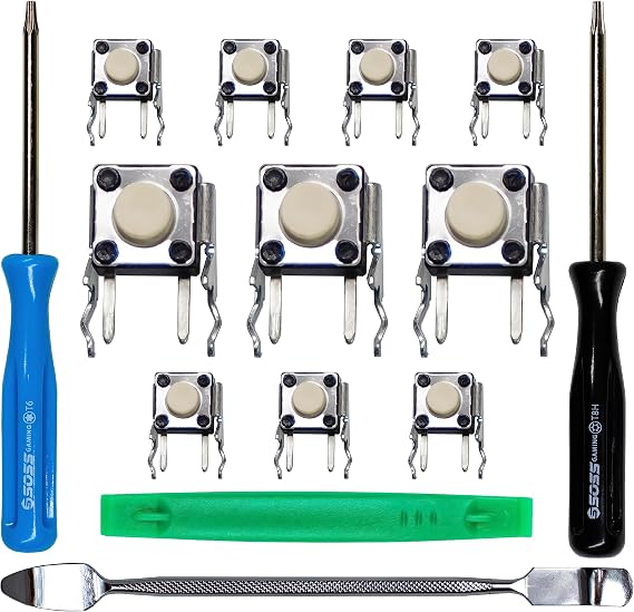 SOSS GAMING 2023 Tactile Switch Repair Kit for Xbox One Controllers Base Model, S, Elite Series 1, Elite Series 2 - RB LB Bumper Button Repair & Fix (10 Pack)