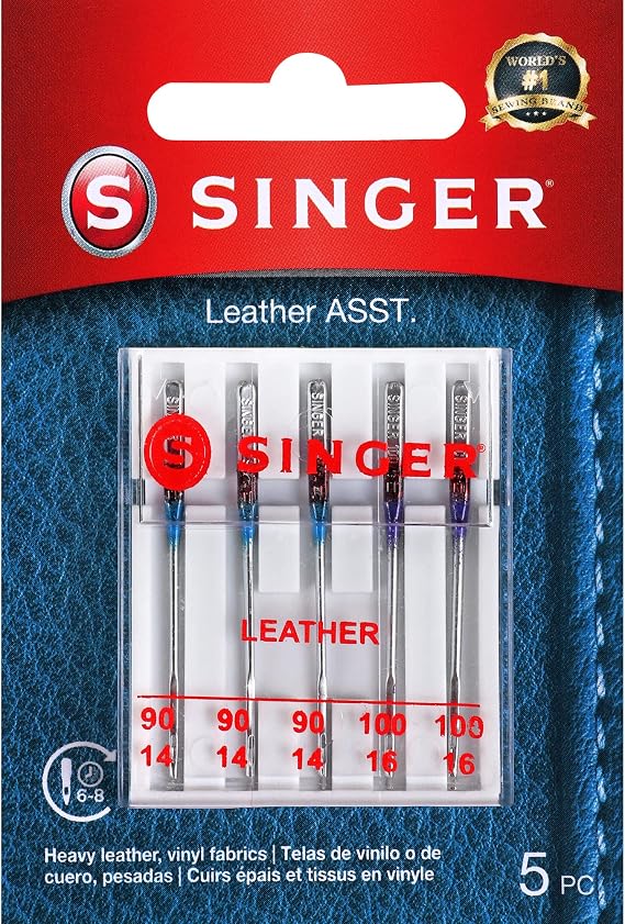 SINGER Leather Sewing Machine Needles, Size 90/14, 100/16-5 Count
