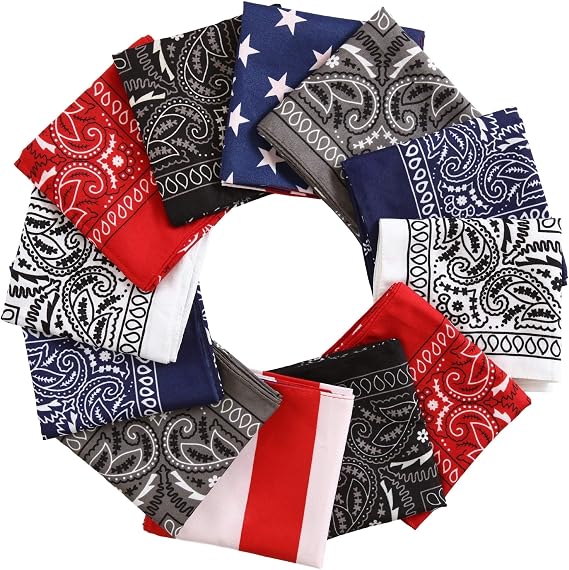 Tough Headwear Large Bandana Headband - Handkerchief Bandanas for Women & Men - Cowboy Scarf & Durag Pack