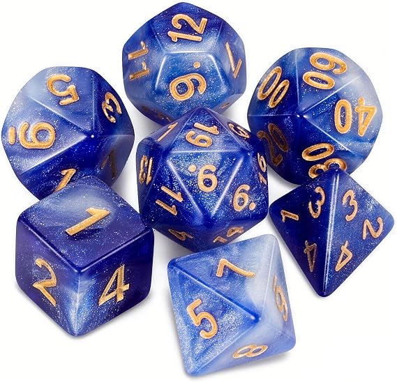 QMAY DND Dice Set - 7Pcs Polyhedral Dice with Dice Bag for D&D Table Game