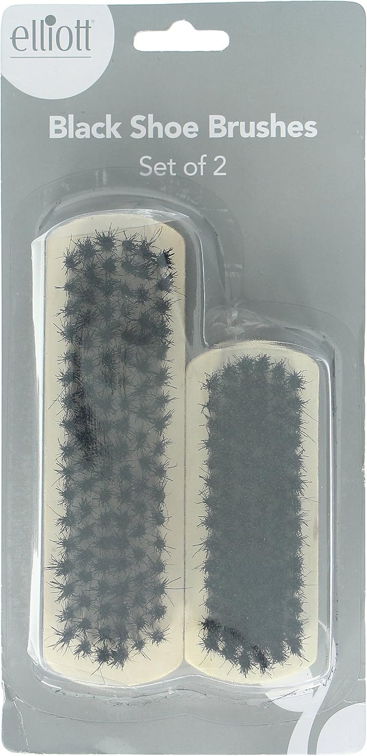 Elliott Wooden Handle Shoe and Boot Brush - Restore Clean and Polish 2 Pack
