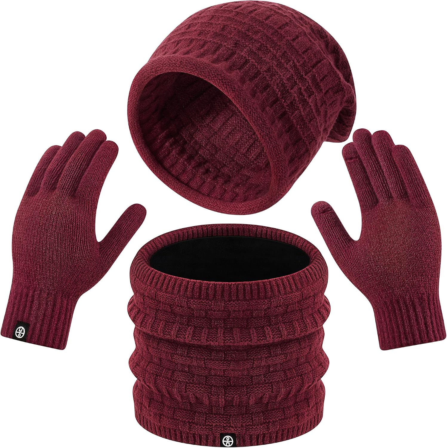 Warmiehomy Winter Touchscreen Gloves Hat Beanie Scarf Set for Women, Knit Warm Long Neck Scarves Cap Gloves 3 in 1 Set
