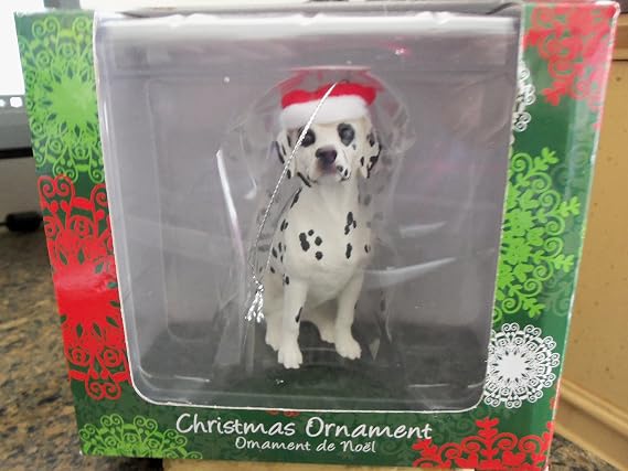 Sandicast Black Dalmatian with Santa Hat Christmas Ornament