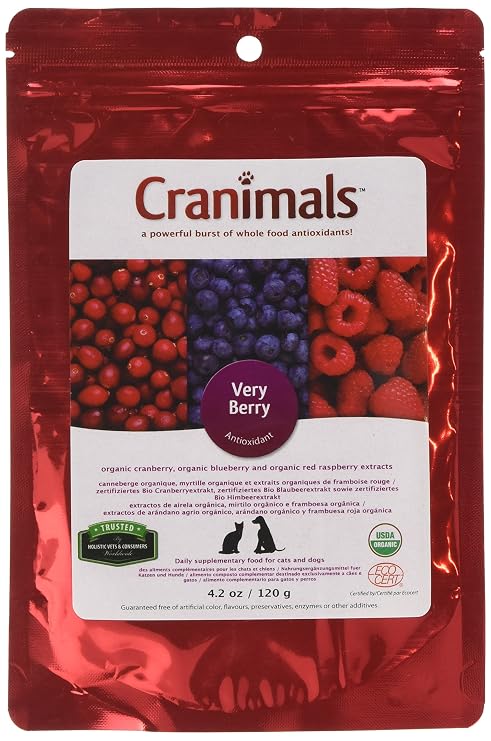Very Berry Antioxidant Superfood Berry Powder for Dogs and Cats - Natural Antioxidant Boost from Cranberries, Raspberries, and Blueberries, 120 g/ 4.2 Oz Bag