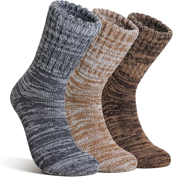 Merino Wool Boot Socks Thermal Winter Ski Thick Warm Hiking Socks for Women Men 3 Pairs