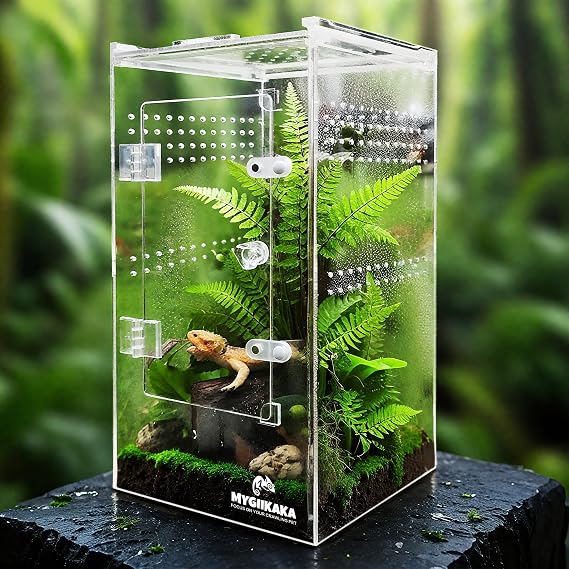 MYGIIKAKA Jumping Spider Enclosure Accessories, Tarantula Spider Box, Bug Cage, Praying Mantis Habitat Enclosure, Snail Insect Terrarium, Caterpillar Habitat (6x6x12 inch)