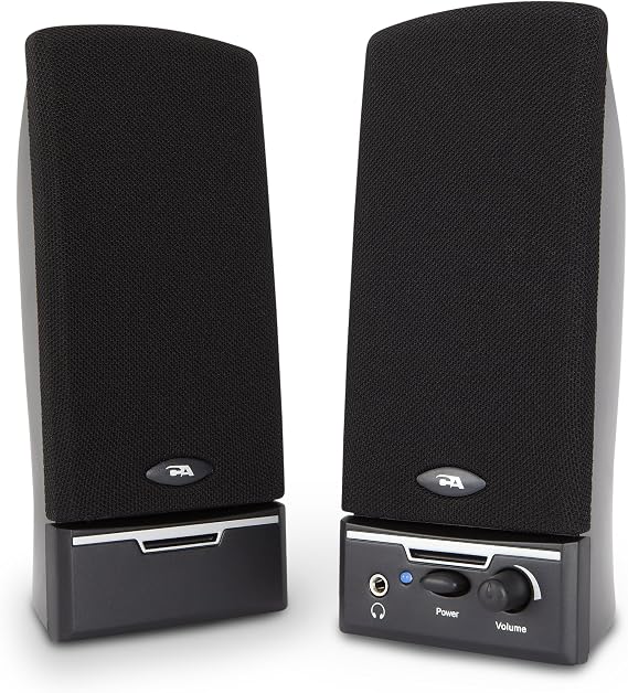Cyber Acoustics 2.0 Amplified Speaker System Delivering Quality Audio (CA-2014WB), black