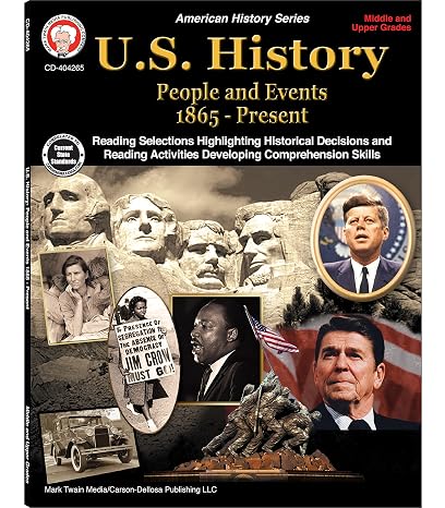 Mark Twain US History Workbook, Middle School Books Covering People and Events 1865 to Present Day, Social Studies Classroom and Homeschool Curriculum
