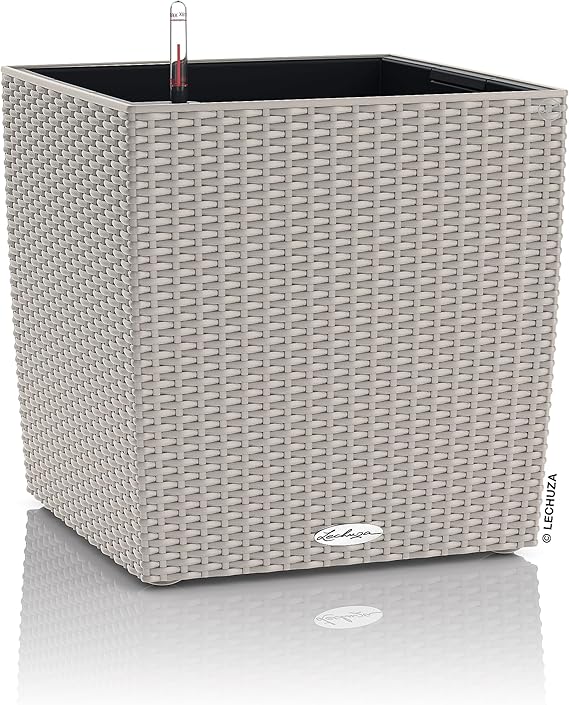 Lechuza Self Watering Plant Pots CUBE Cottage 40cm Square Plant Pot, Sand