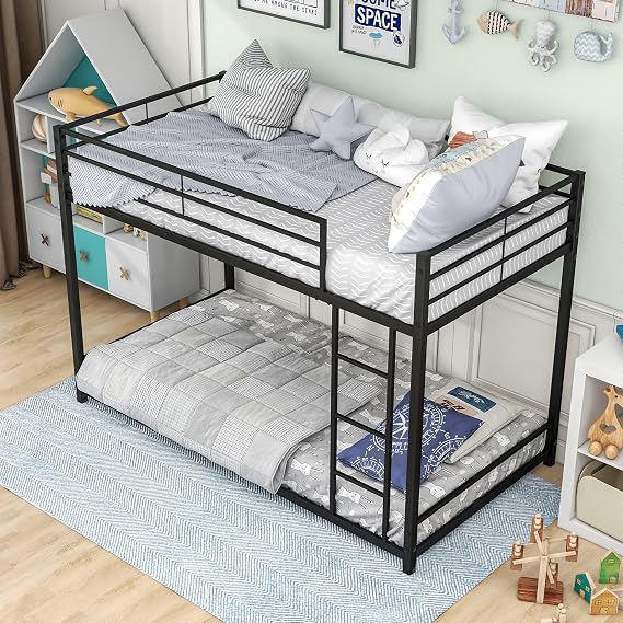 3FT Single Over Single Bunk Beds, Single Loft Bed, Black