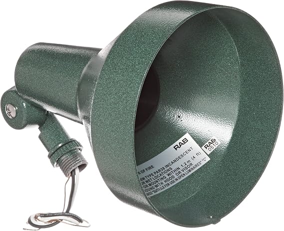 RAB Lighting H101VG Landscape Bell Shaped H System Par Flood, PAR38 Type, Aluminum, 150W Power, Verde Green