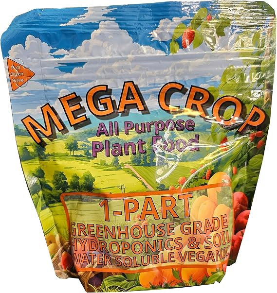 Mega Crop 1-Part Complete Base Nutrient - Hydroponic and Soil Fertilizer for Plants with Organics Easy to Use for Max harvests - makes 100+ Gallons