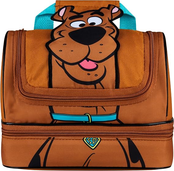 Get Trend Scooby Doo Lunch Bag for Kids Insulated Lunch Box with Compartments Double Decker Snacks Food Carrier for School Travel Picnic Cooler Bag (Brown Scooby Doo)