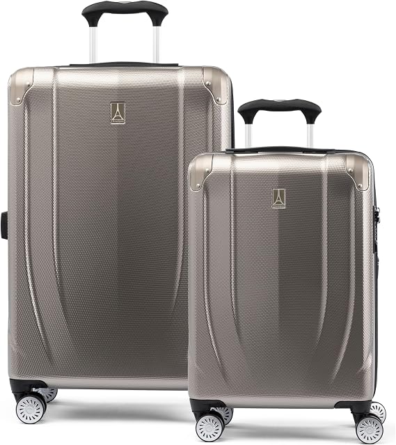 Travelpro Pathways 3 Hardside Expandable Luggage, 8 Spinner Wheels, Lightweight Hard Shell Suitcase, 2 Piece Set (21/25), Champagne