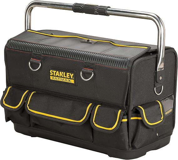 STANLEY Tool Bag Complete Workstation with Roll Down Side Storage Compartment, Multi-Pockets Organiser for Tools, FMST1-70719, Black
